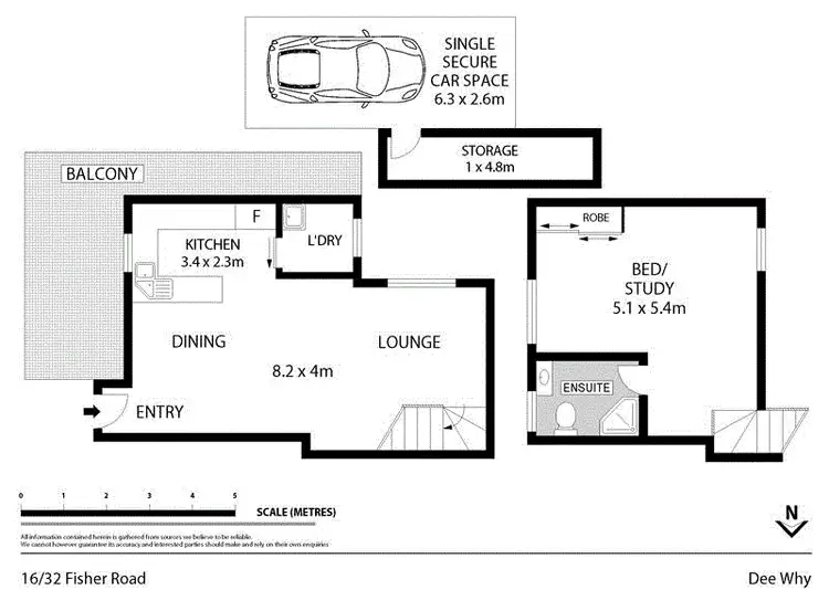 Floorplan of Homely unit listing, 16/32 Fisher Road, Dee Why NSW 2099