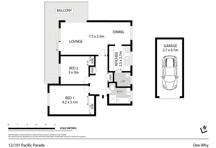 Floorplan of Homely unit listing, 12/101 Pacific Parade, Dee Why NSW 2099