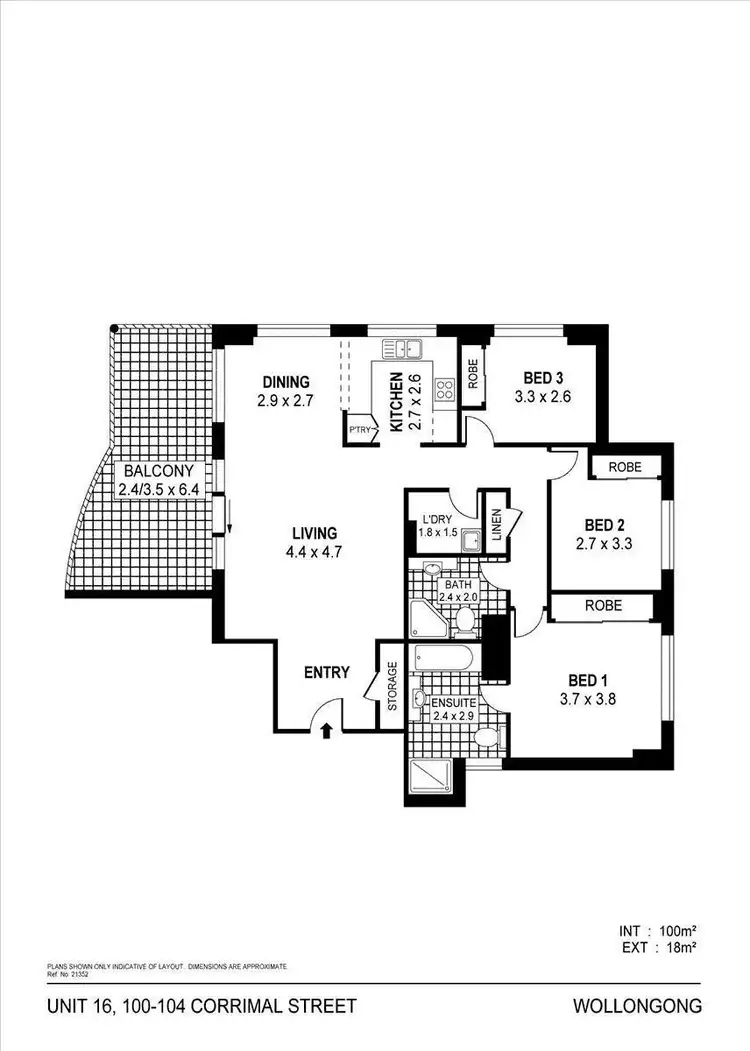 Floorplan of Homely apartment listing, 16/100-104 Corrimal Street, Wollongong NSW 2500