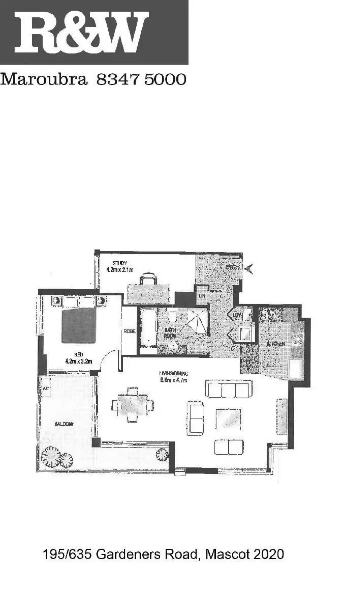 Floorplan of Homely apartment listing, 195/635 Gardeners Road, Mascot NSW 2020