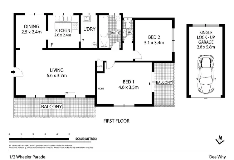 Floorplan of Homely unit listing, 1/2 Wheeler Parade, Dee Why NSW 2099