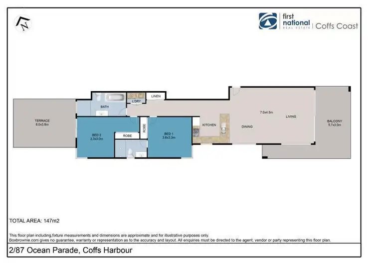 Floorplan of Homely apartment listing, 2/87 Ocean Parade, Coffs Harbour NSW 2450