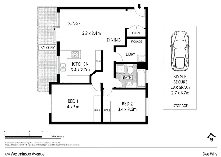 Floorplan of Homely unit listing, 4/8 Westminster Avenue, Dee Why NSW 2099