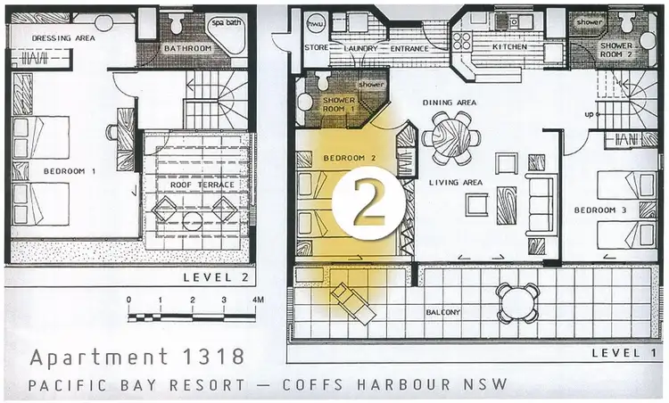 Floorplan of Homely apartment listing, 1318/2 Pacific Bay Resort, Bay Drive, Coffs Harbour NSW 2450