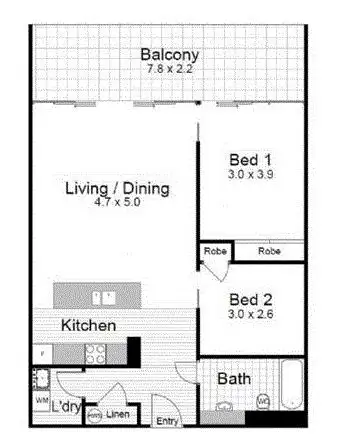 Floorplan of Homely apartment listing, E202/3 Honeysuckle Drive, Newcastle NSW 2300