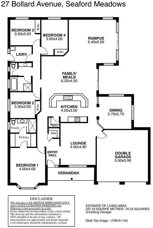 Floorplan of Homely house listing, 27 Bollard Avenue, Seaford Meadows SA 5169
