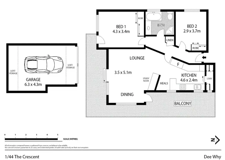 Floorplan of Homely unit listing, 1/44 The Crescent, Dee Why NSW 2099