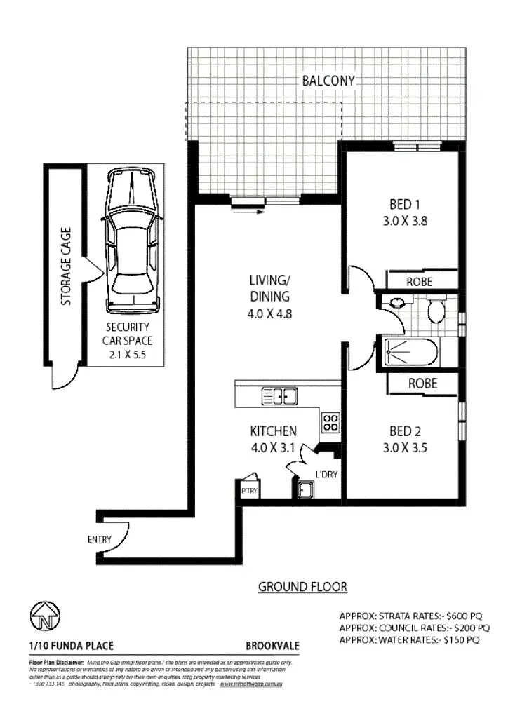 Floorplan of Homely unit listing, 1/10 Funda Place, Brookvale NSW 2100
