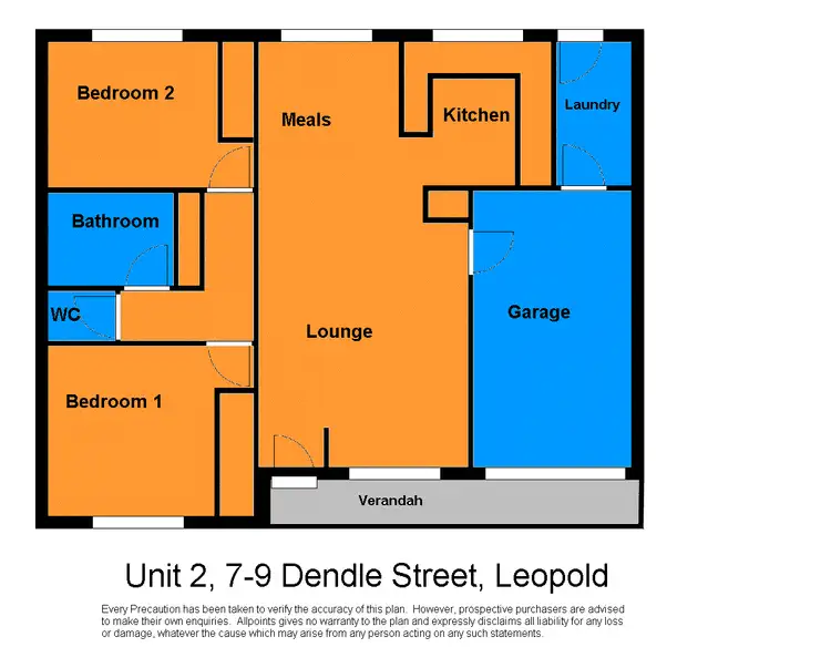 Floorplan of Homely unit listing, 2/7 Dendle Street, Leopold VIC 3224