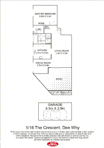 Floorplan of Homely unit listing, 1/16 The Crescent, Dee Why NSW 2099