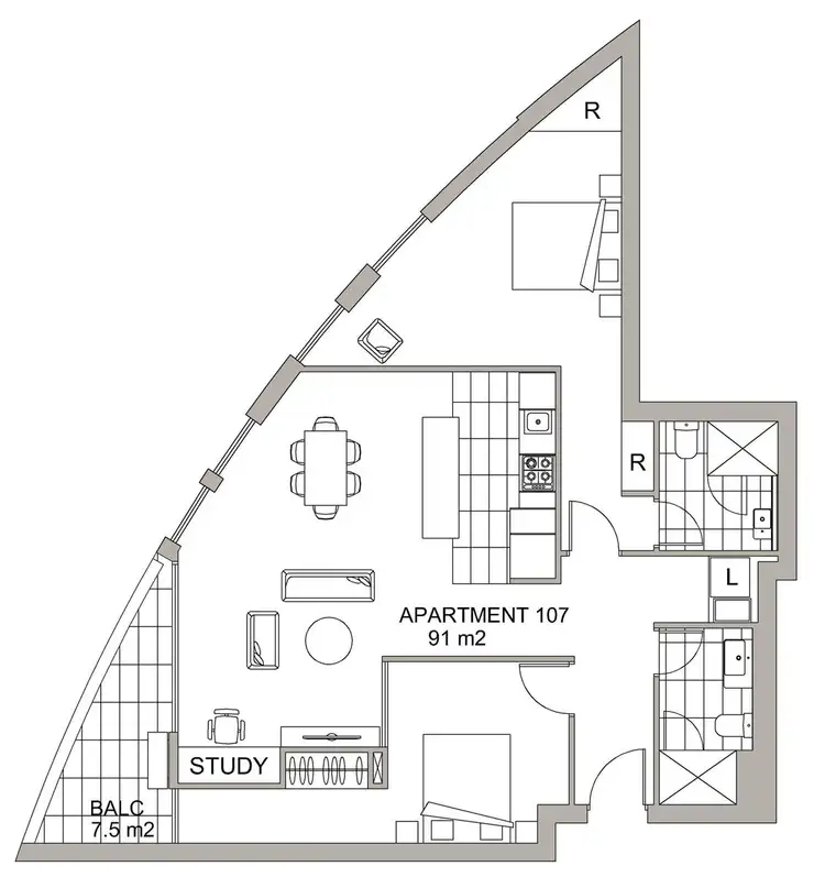 Floorplan of Homely apartment listing, 107 /184 The Esplanade, Caroline Springs VIC 3023