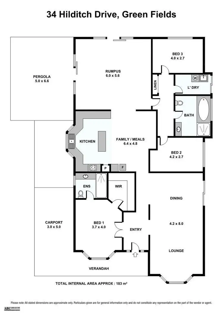 Floorplan of Homely house listing, 34 Hilditch Drive, Green Fields SA 5107
