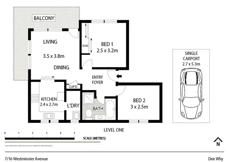 Floorplan of Homely unit listing, 7/16 Westminster Avenue, Dee Why NSW 2099