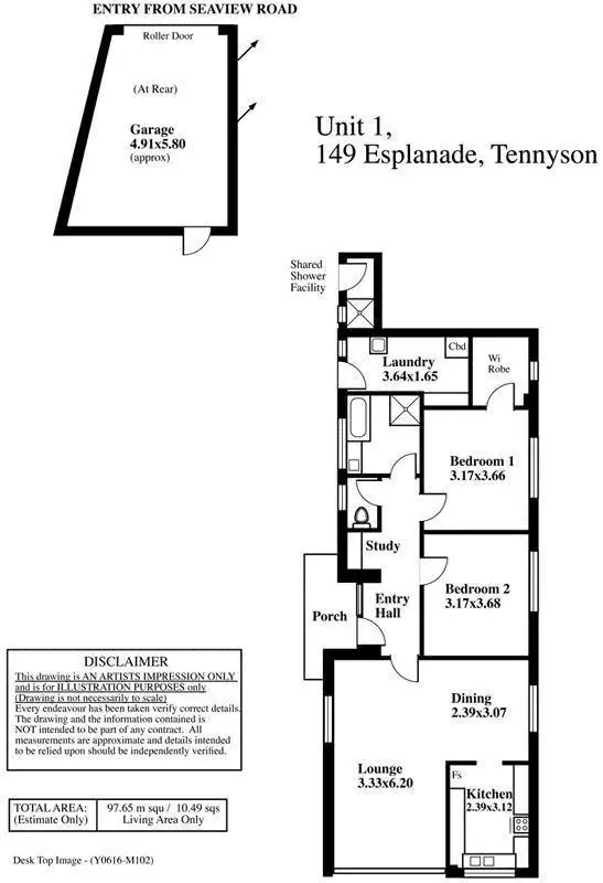 Floorplan of Homely unit listing, 1/149 Esplanade, Tennyson SA 5022