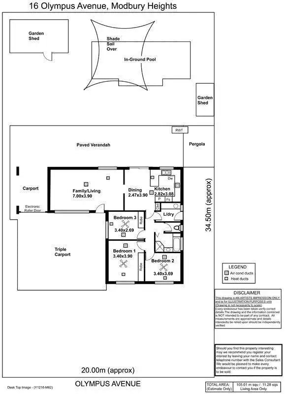 Floorplan of Homely house listing, 16 Olympus Avenue, Modbury Heights SA 5092