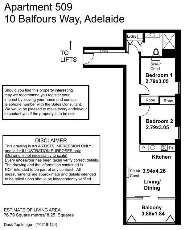 Floorplan of Homely apartment listing, 509/10 Balfours Way, Adelaide SA 5000