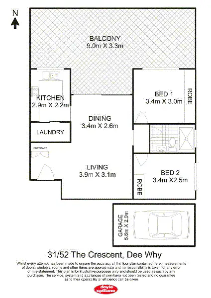 Floorplan of Homely unit listing, 31/52 The Crescent, Dee Why NSW 2099