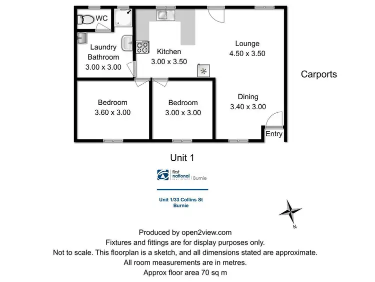 Floorplan of Homely unit listing, 1/33 Collins Street, Brooklyn TAS 7320