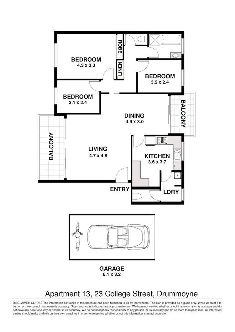 Floorplan of Homely apartment listing, 13/23 College Street, Drummoyne NSW 2047