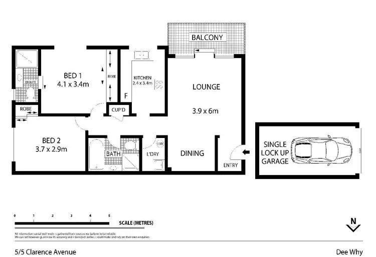 Floorplan of Homely unit listing, 5/5 Clarence Avenue, Dee Why NSW 2099
