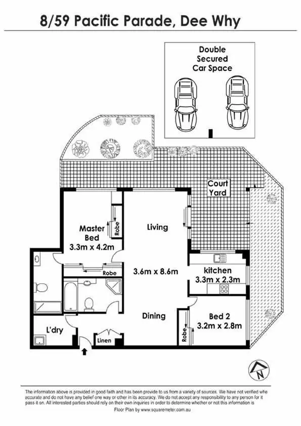 Floorplan of Homely unit listing, 1/59-61 Pacific Parade, Dee Why NSW 2099