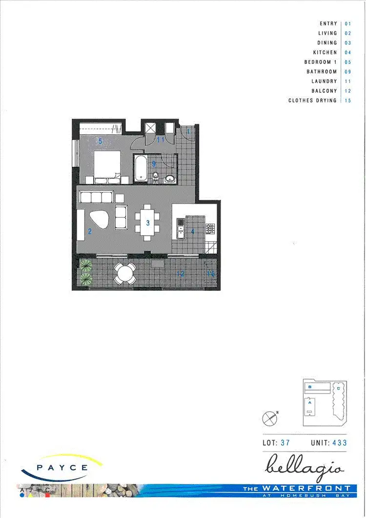 Floorplan of Homely apartment listing, Bellagio 433/16 Marine Parade, Wentworth Point NSW 2127