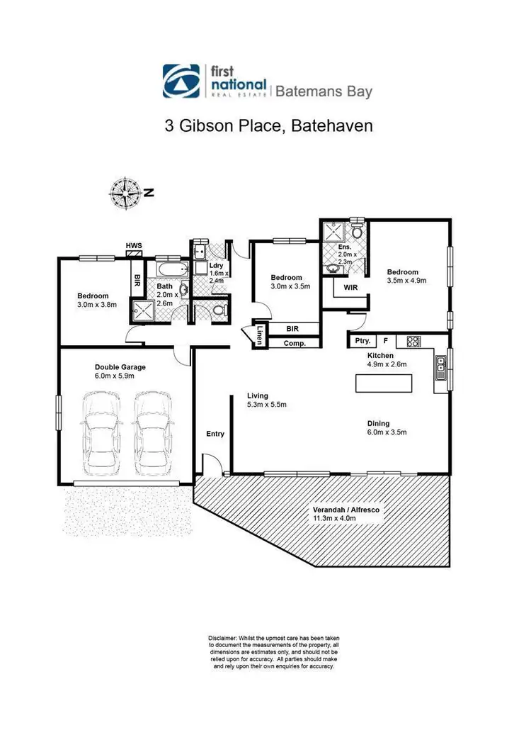 Floorplan of Homely house listing, 3 Gibson Place, Batehaven NSW 2536