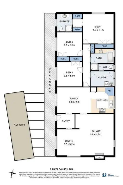 Floorplan of Homely house listing, 9 Anita Court, Lara VIC 3212