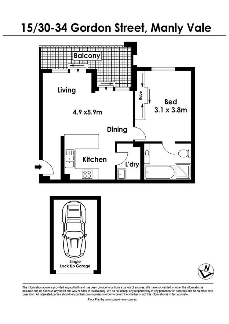 Floorplan of Homely apartment listing, 15/30-34 Gordon Street, Manly Vale NSW 2093