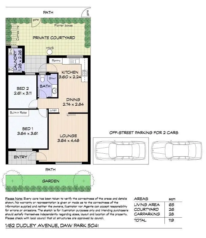 Floorplan of Homely unit listing, 1/62 Dudley Avenue, Daw Park SA 5041