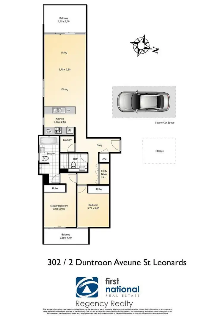 Floorplan of Homely apartment listing, 302/2 Duntroon Avenue, St Leonards NSW 2065