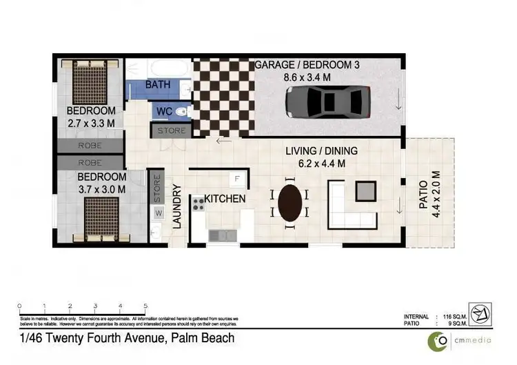 Floorplan of Homely semi-detached listing, 1/46 Twenty Fourth Avenue, Palm Beach QLD 4221