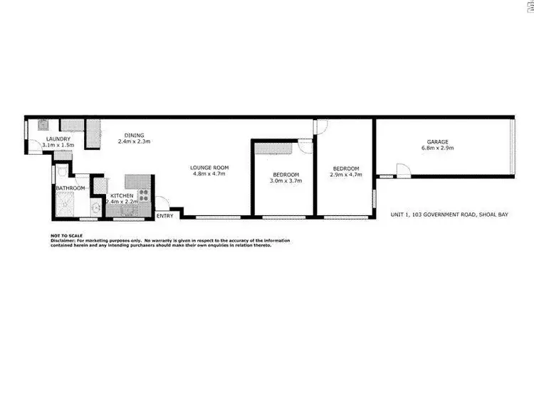 Floorplan of Homely semi-detached listing, 1/103 Government Road, Shoal Bay NSW 2315