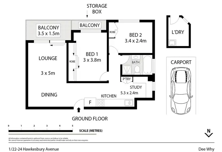 Floorplan of Homely unit listing, 1/22-24 Hawkesbury Avenue, Dee Why NSW 2099
