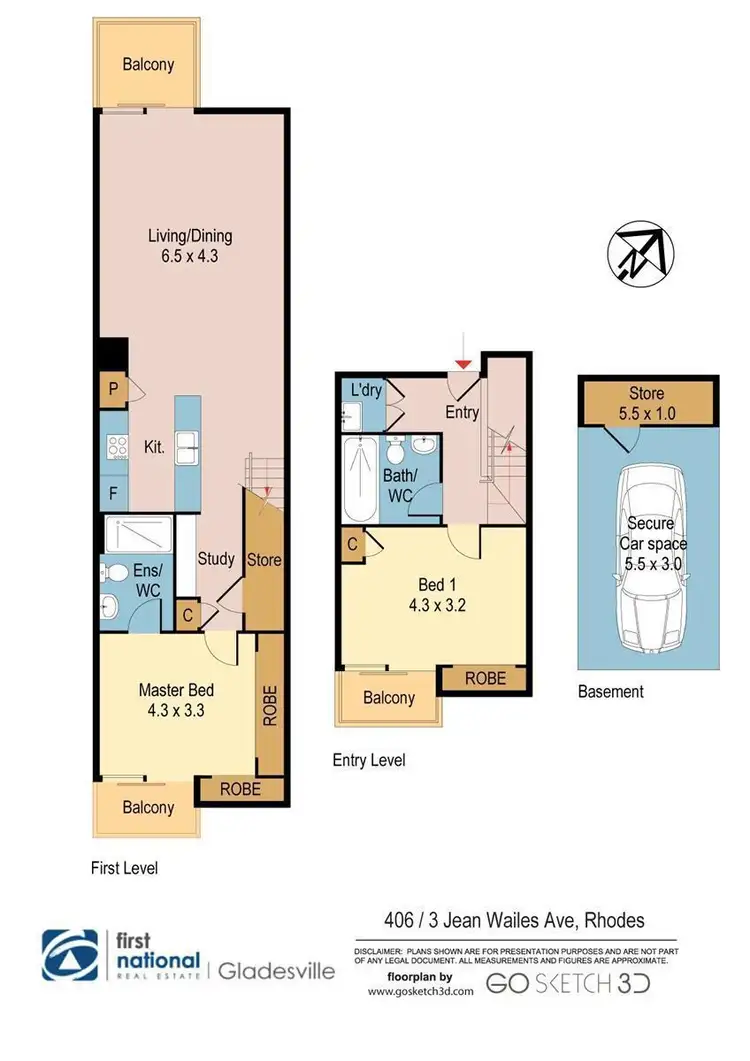 Floorplan of Homely apartment listing, 406/3 Jean Wailes Avenue, Rhodes NSW 2138