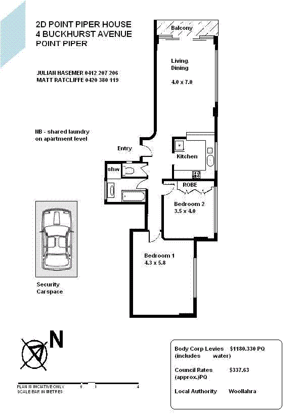 Floorplan of Homely apartment listing, 2D/4 Buckhurst  Avenue, Point Piper NSW 2027