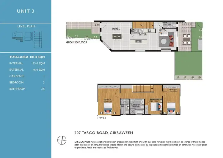 Floorplan of Homely townhouse listing, 3/207 Targo Road, Girraween NSW 2145
