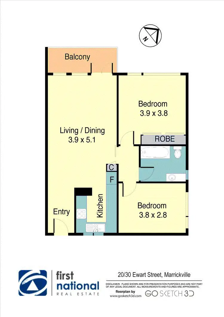 Floorplan of Homely apartment listing, 20/30 Ewart Street, Marrickville NSW 2204