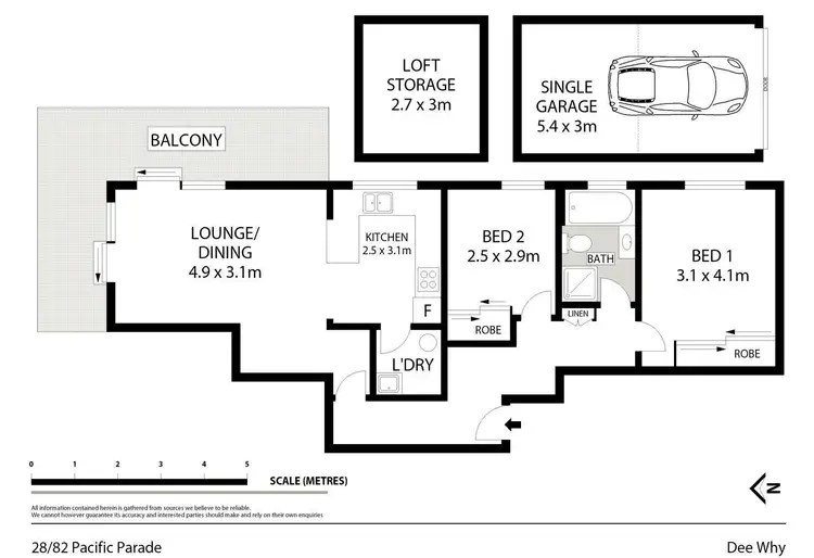 Floorplan of Homely unit listing, 28/82 Pacific Parade, Dee Why NSW 2099