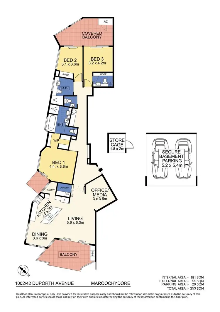 Floorplan of Homely unit listing, 1002/42 Duporth Avenue, Maroochydore QLD 4558