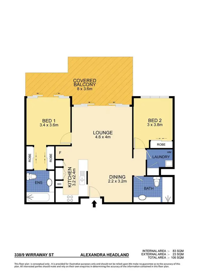 Floorplan of Homely unit listing, 338/9 Wirraway Street, Alexandra Headland QLD 4572