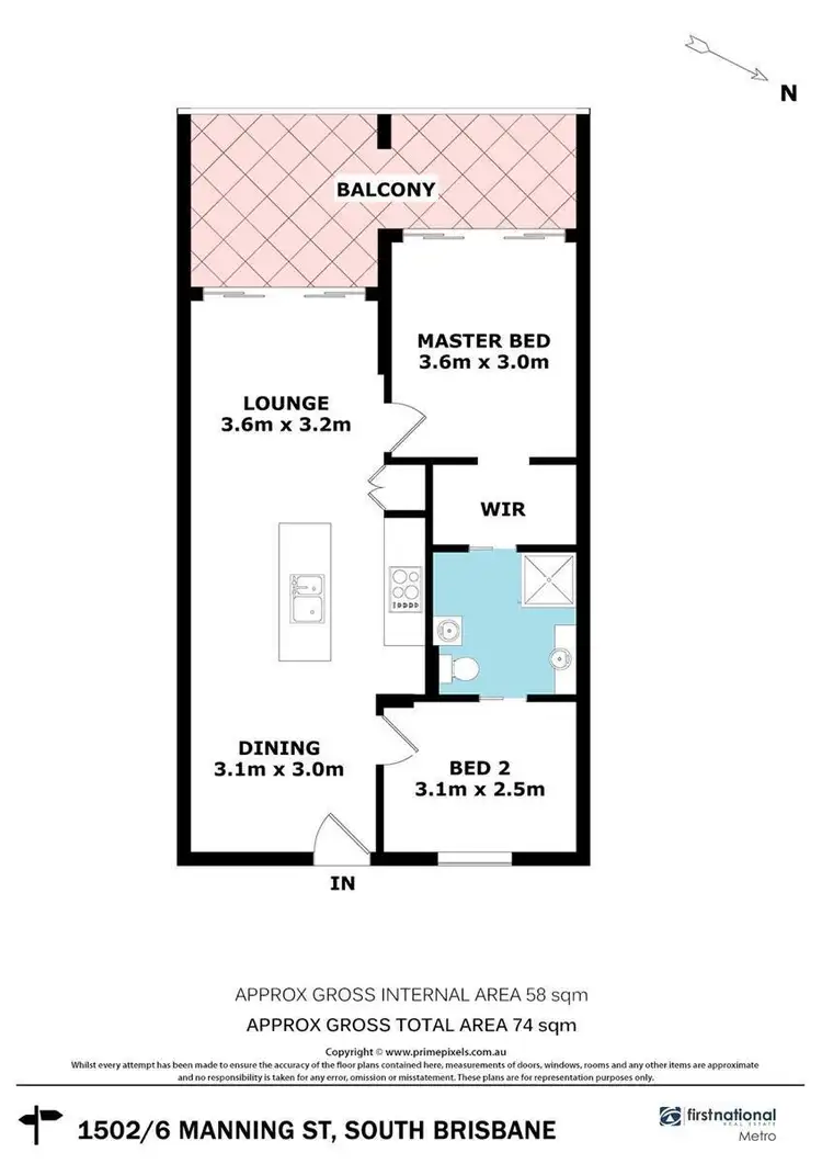 Floorplan of Homely apartment listing, 1502/10 Manning Street, South Brisbane QLD 4101