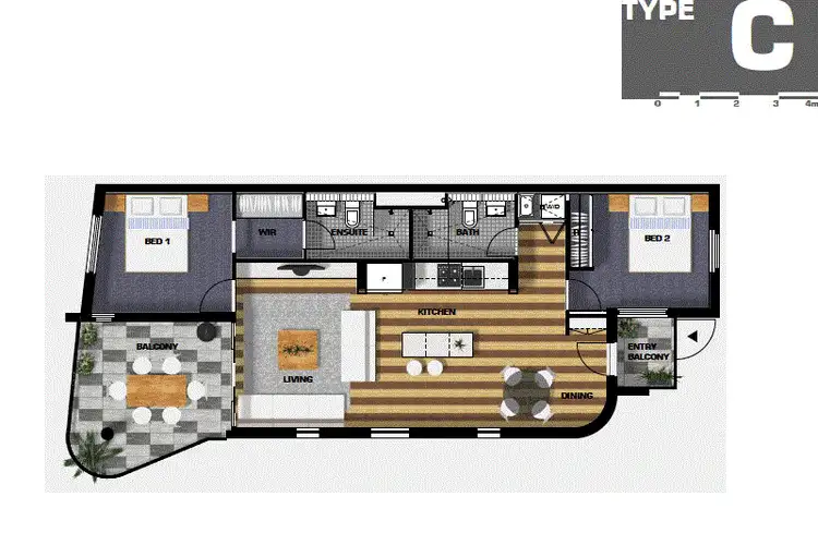 Floorplan of Homely apartment listing, 08/41 School Street, Kelvin Grove QLD 4059