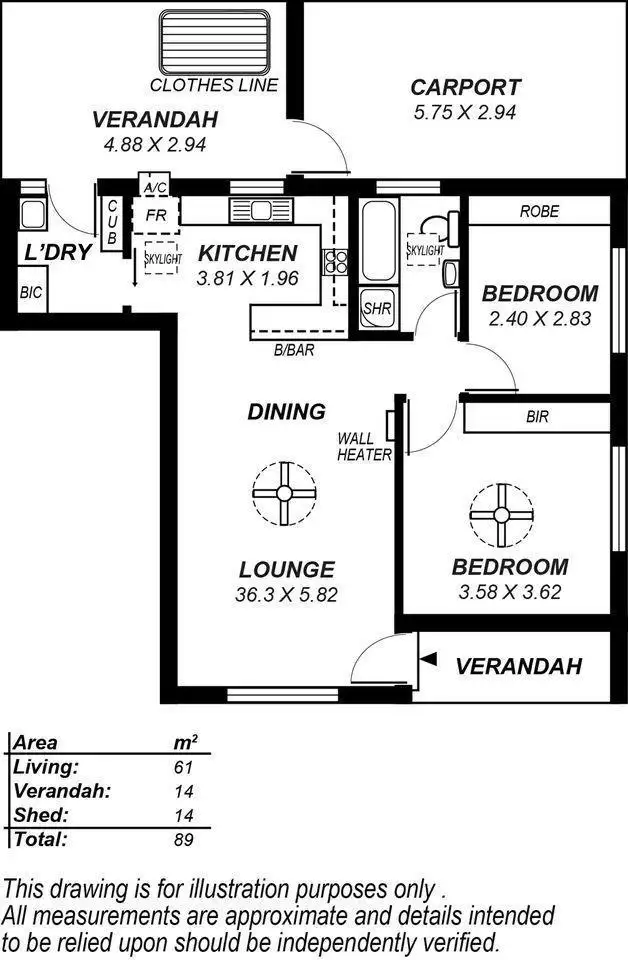 Floorplan of Homely unit listing, 1/4 Cawthorne Avenue, Pasadena SA 5042