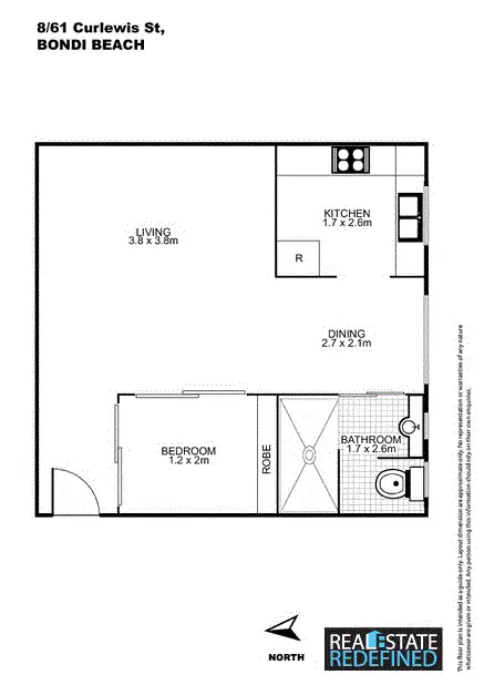 Floorplan of Homely apartment listing, 8/61 Curlewis  Street, Bondi Beach NSW 2026