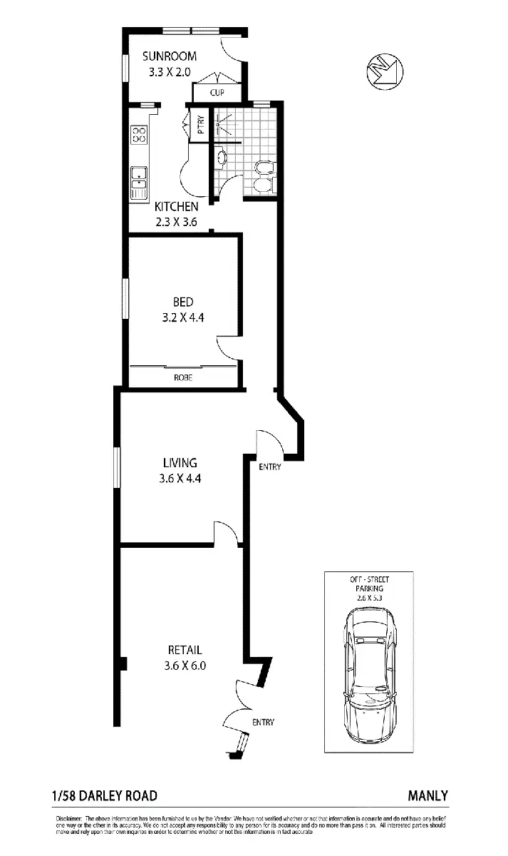 Floorplan of Homely apartment listing, 1/58 Darley Road, Manly NSW 2095