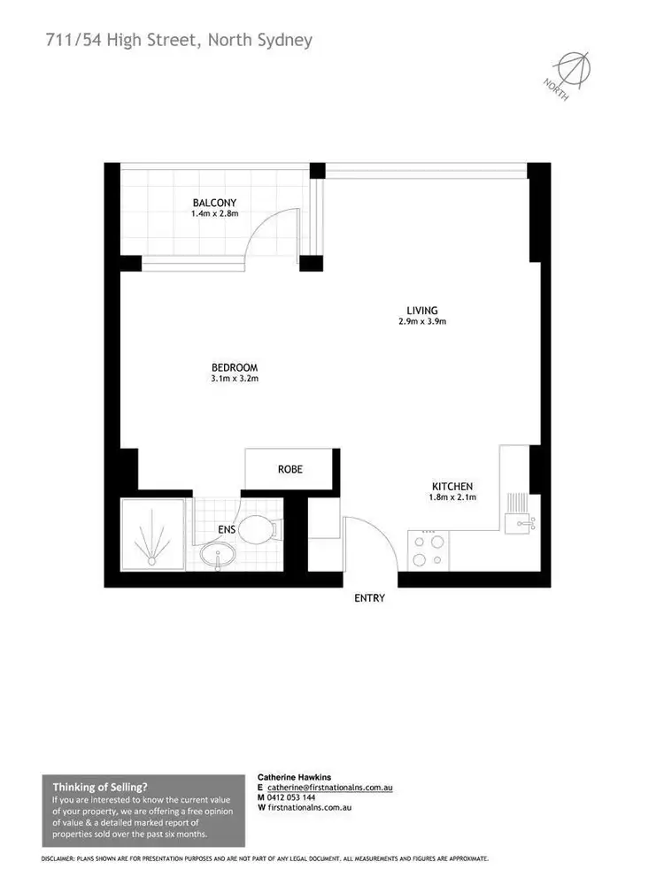Floorplan of Homely studio listing, 711/54 High Street, North Sydney NSW 2060