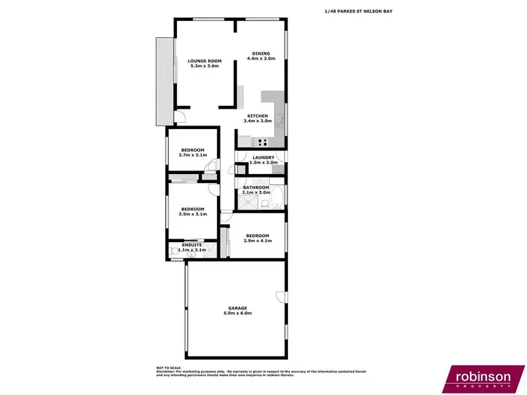 Floorplan of Homely semi-detached listing, 1/48 Parkes Street, Nelson Bay NSW 2315