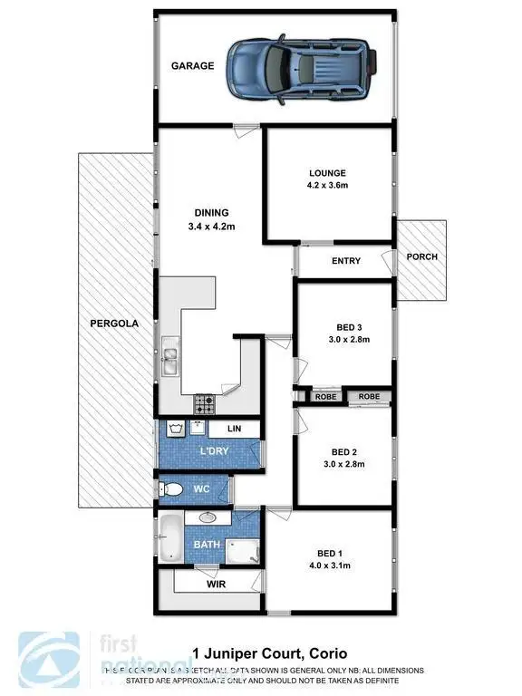 Floorplan of Homely house listing, 1 Juniper Court, Corio VIC 3214