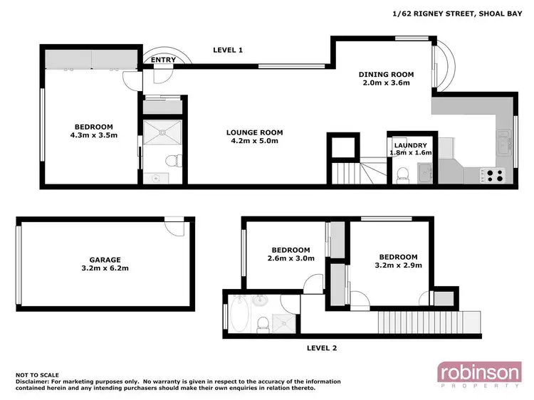 Floorplan of Homely semi-detached listing, 1/62 Rigney Street, Shoal Bay NSW 2315